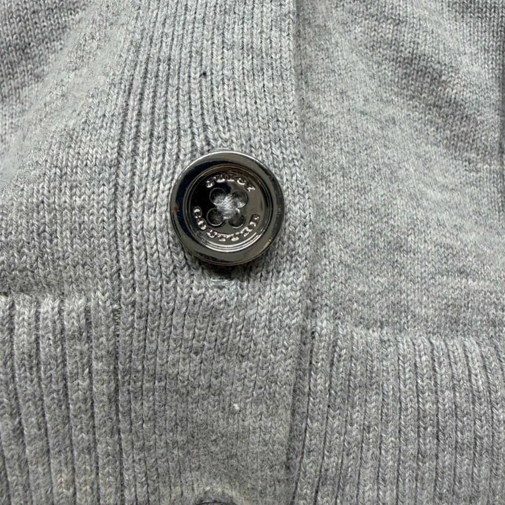 Juicy Couture Y2K Cardigan Gray Puff Sleeve Crown Logo Preppy Cozy L Balletcore - Picture 5 of 13